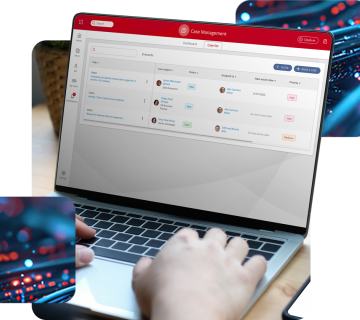 A laptop with case management in People First displaying.