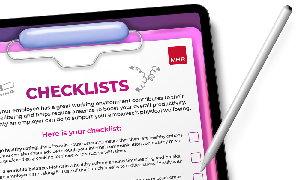 Employee wellbeing checklist pack on a clipboard