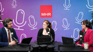 Hosts of the MHR Podcast Andy and Emma with guest Julia Roberts