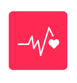 Good health icon, with a wiggly line and a heart.