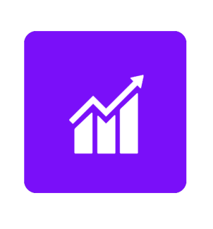 A bar chart icon with an arrow showing increase.