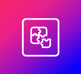 a puzzle piece icon, with gradient background.