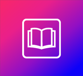 a book icon on a gradient background