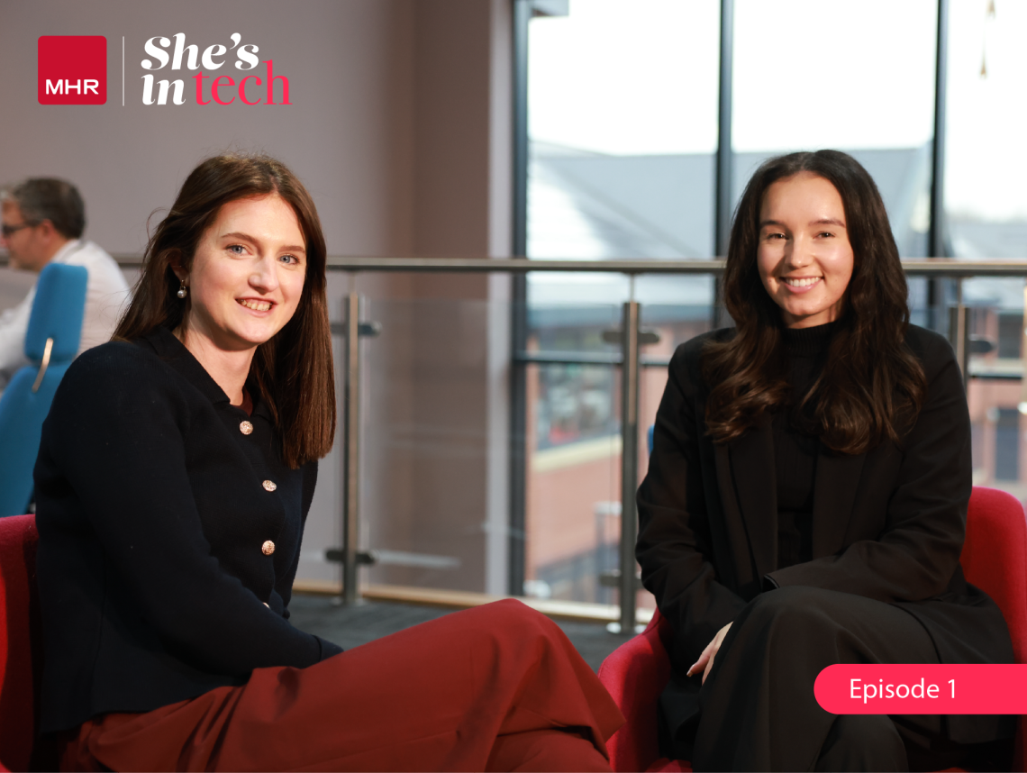 A still from  She's in Tech episode one, featuring Rosie North and Elle Brown