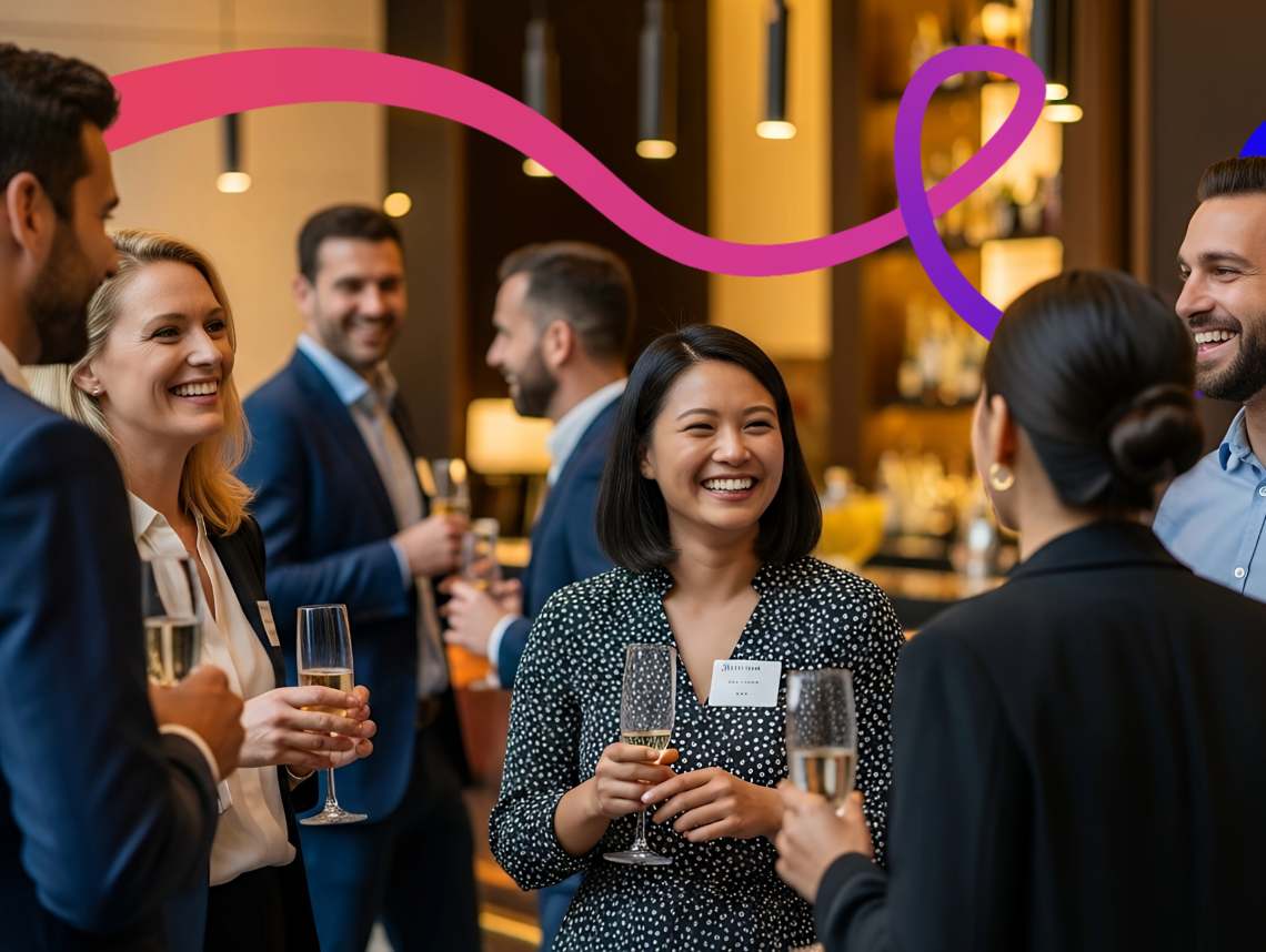 A group with champagne glasses