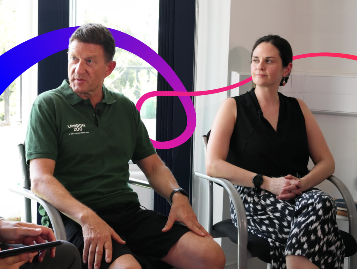 Keith Day and Emily Rowntree, HR professionals at the Zoological Society of London, speak on a webinar.