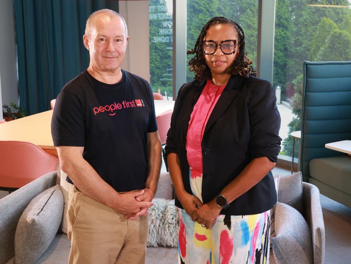 Andy Davies VP of Operations at MHR stood with Erica Gordon Roberts of Thai Solutions.