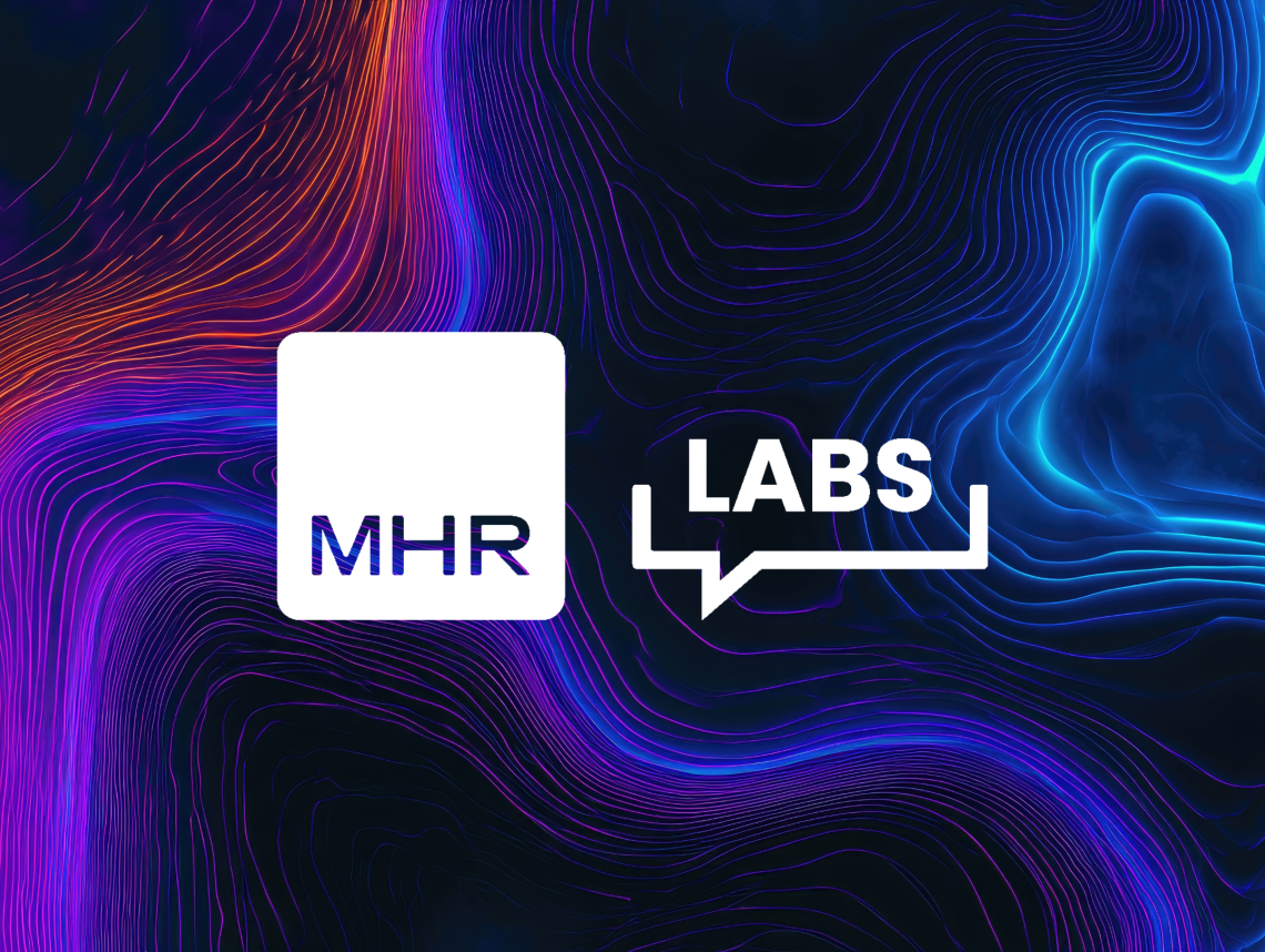 The MHR labs logo on a colourful background.