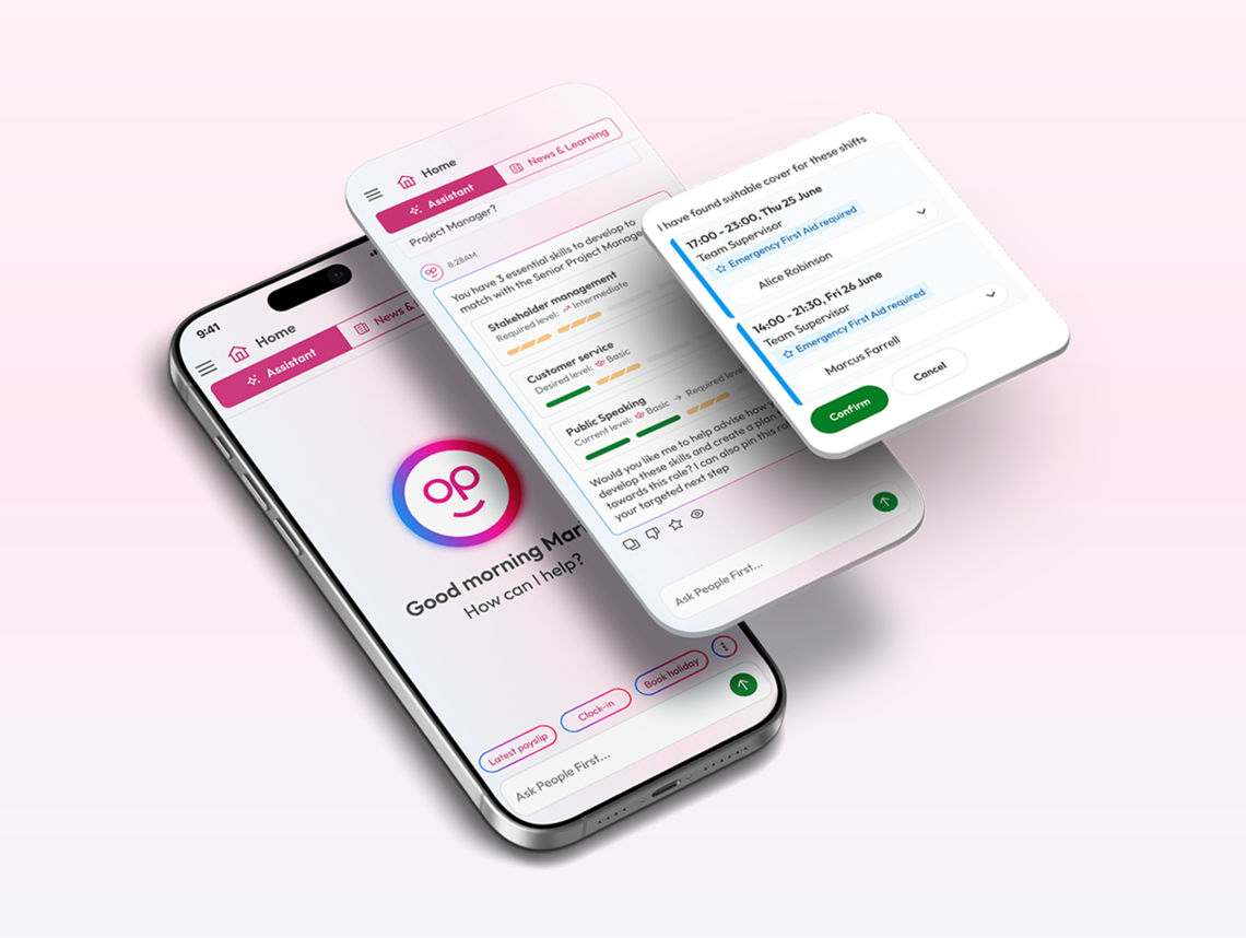 Layered 3d visual representation of people first platform on mobile device