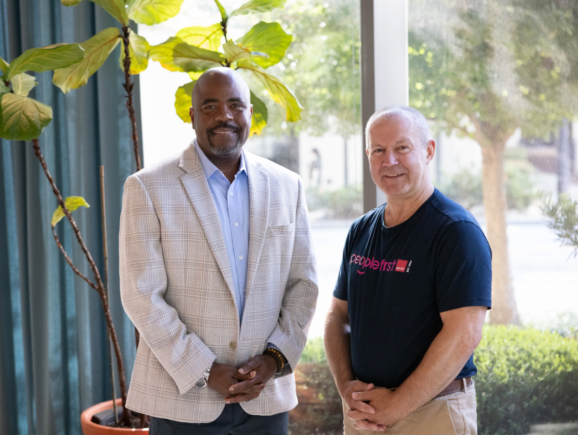 Andy Davies VP of Operations at MHR stood with Terrence Wright, Founder and Fractional Chief People Officer at Wright People Solutions