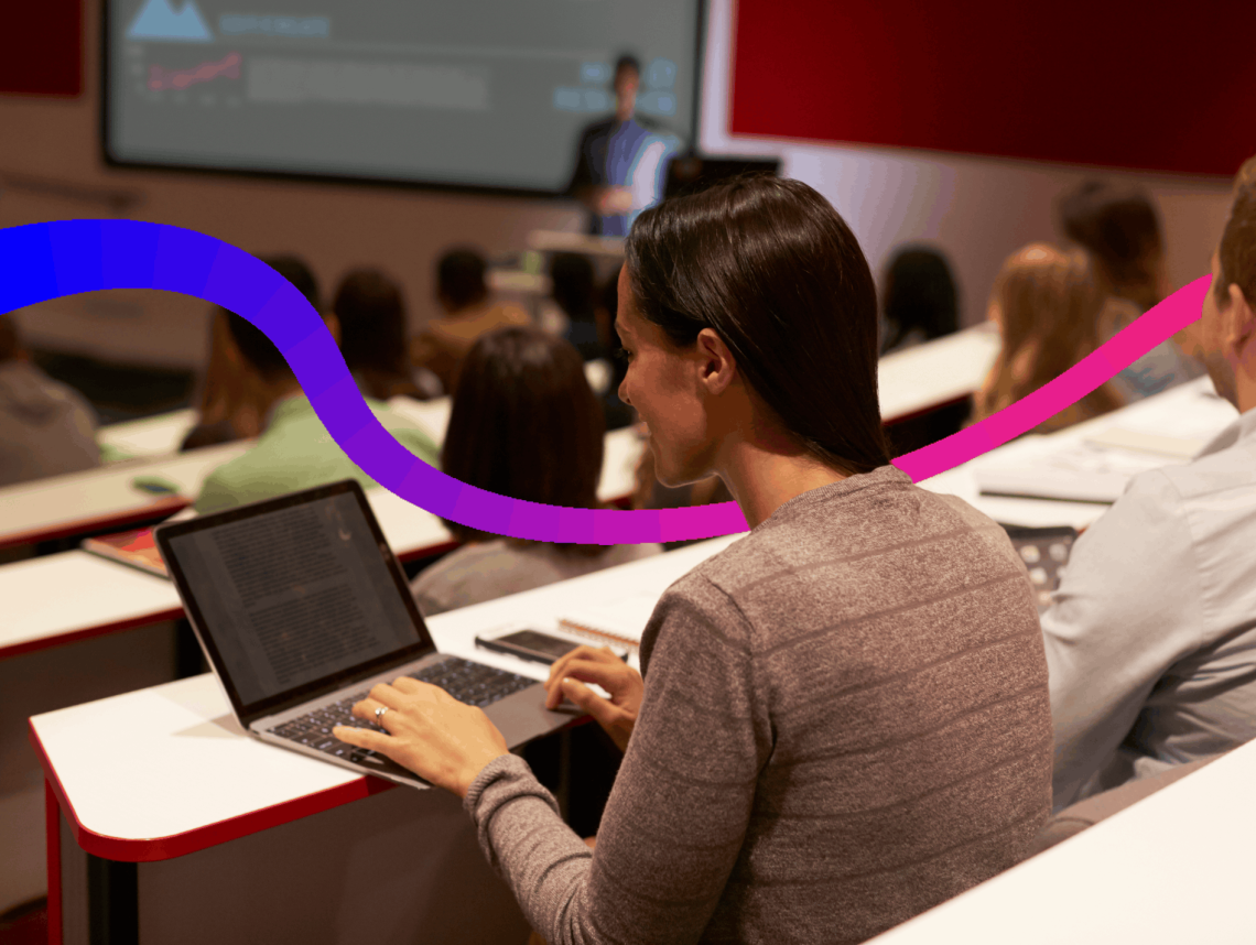 University students in a lecture theatre