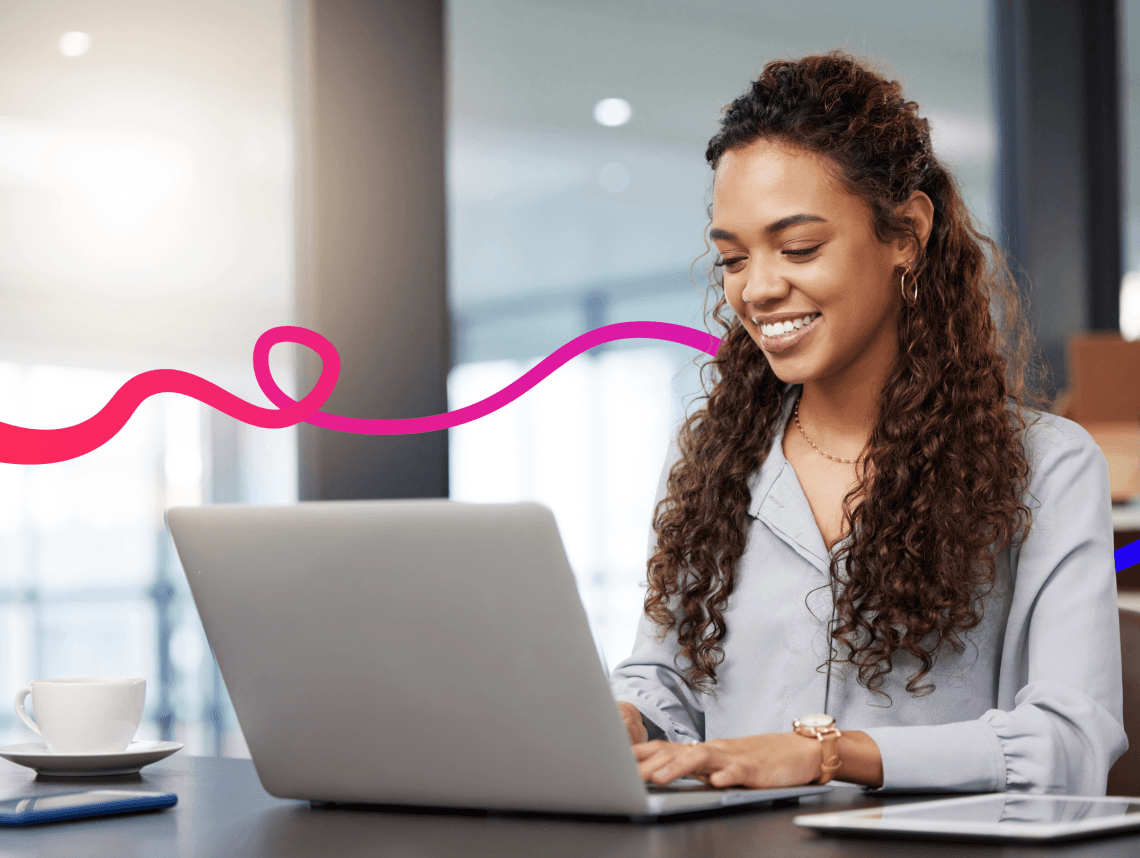 Women working in the office on a laptop