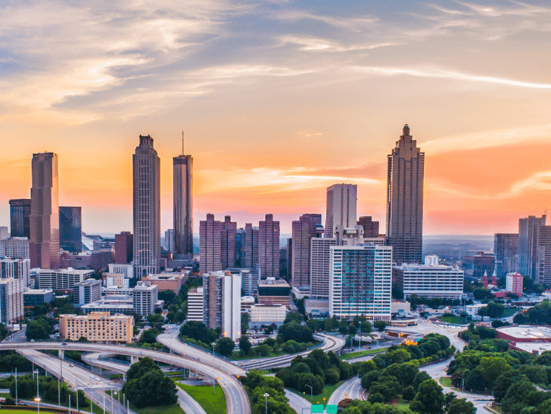 Skyline of Atlanta at sunset