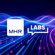 The MHR labs logo on a colourful background.