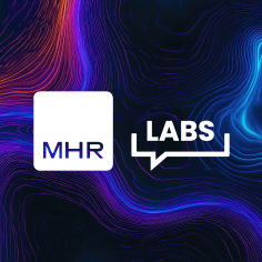 The MHR labs logo on a colourful background.