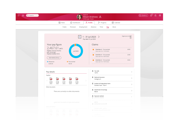 A product screenshot of People First's employee payroll functionality