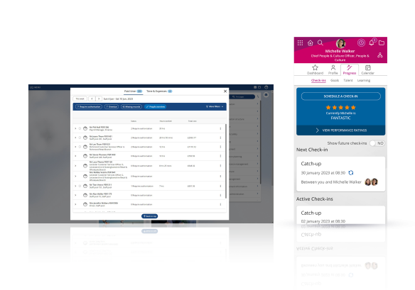 iTrent's payroll functionality displaying and people firsts checkin functionality displaying.