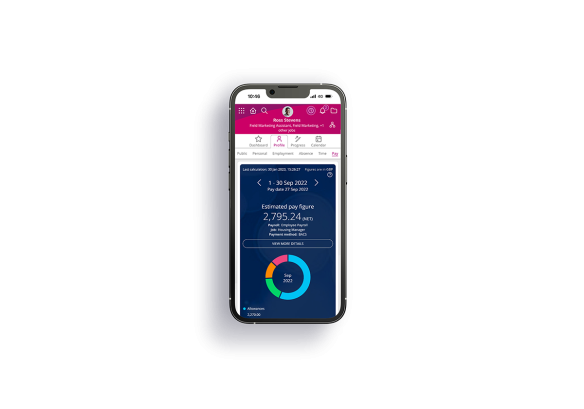 A mobile displaying people firsts real-time payroll functionality.