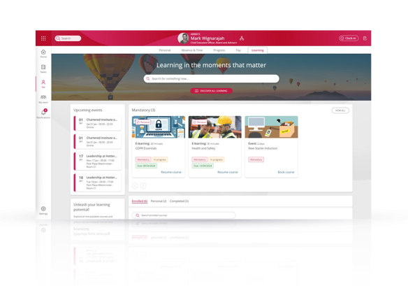 People First Learning Experience Platform showing mandatory training an employee has to complete for compliance.