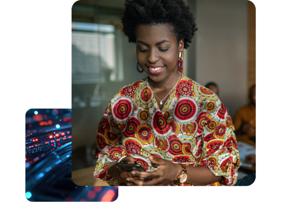 woman on phone smiling