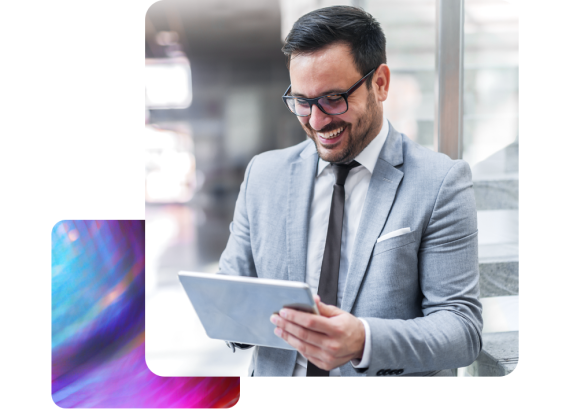 A government employee looking at finance statistics remotely on his tablet