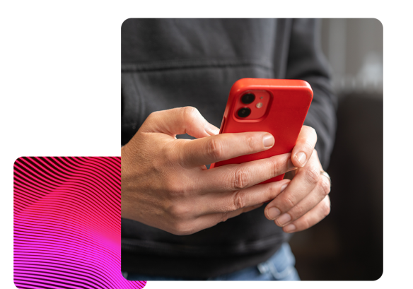 a man holding a mobile, logging into people first to check employee payroll.