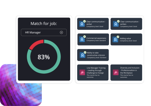 People First talent management software, showing employee job match and skills to accompany.