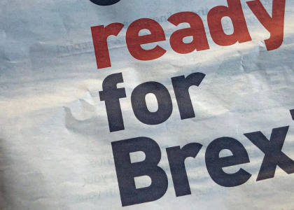 Newspaper with headline about Brexit