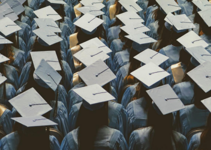 Hall of graduates on graduation day