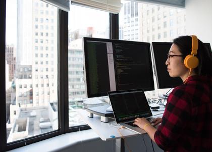 Employee at standing desk