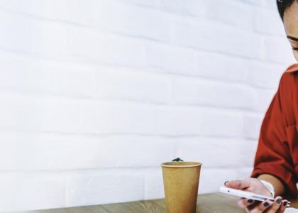 Lady working in cafe