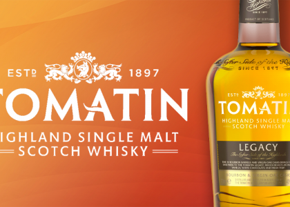 Tomatin Distillery blog header image, showing the Tomatin logo and their scotch whisky.