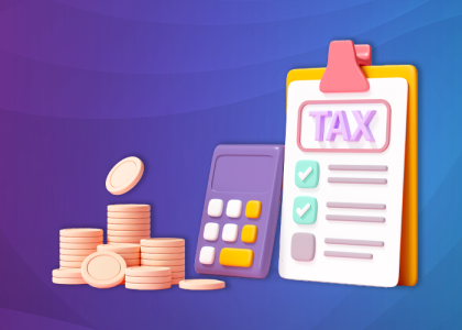 Coins, calculator, and clipboard showing tax, representing the complex tasks keeping up with payroll legislation requires. 