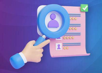 Recruitment for business pillar page header, showing icons inferring search for new candidates.