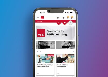 A mobile with mhr learning displaying, indicating hr led learning.