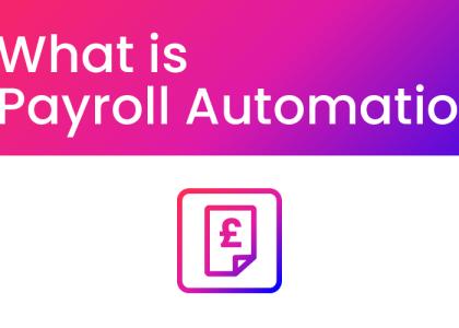 MHR Glossary - what is payroll automation. with a icon with paper and pound sign.