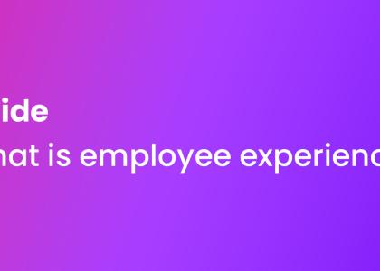 Guide - what is employee experience? wording on purple background