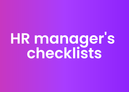 HR Manager's checklist wording on a purple background