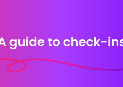 A guide to check-ins wording on purple background