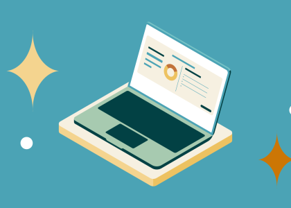 Illustration of real-time payroll software on a laptop
