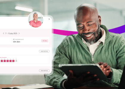 man looking at workforce management software