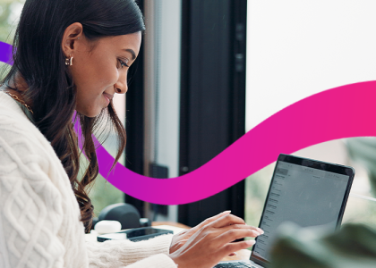 Women working in the office on a laptop