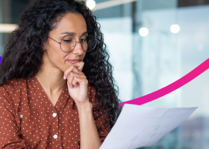 employee looking at paperwork
