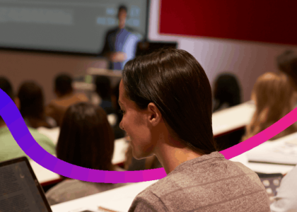 University students in a lecture theatre