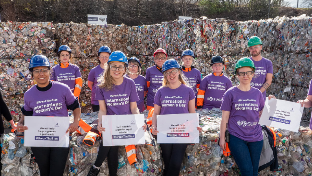 Suez Recycling employees pictured on International Women's Day