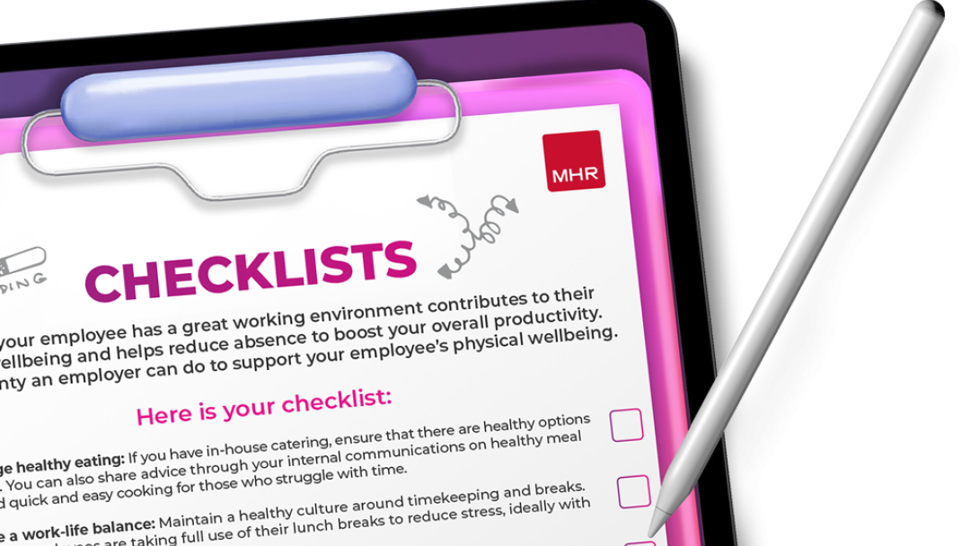 Employee wellbeing checklist pack on a clipboard