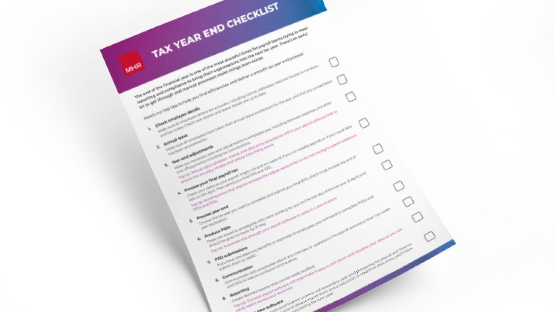 Mock up of tax year end checklist