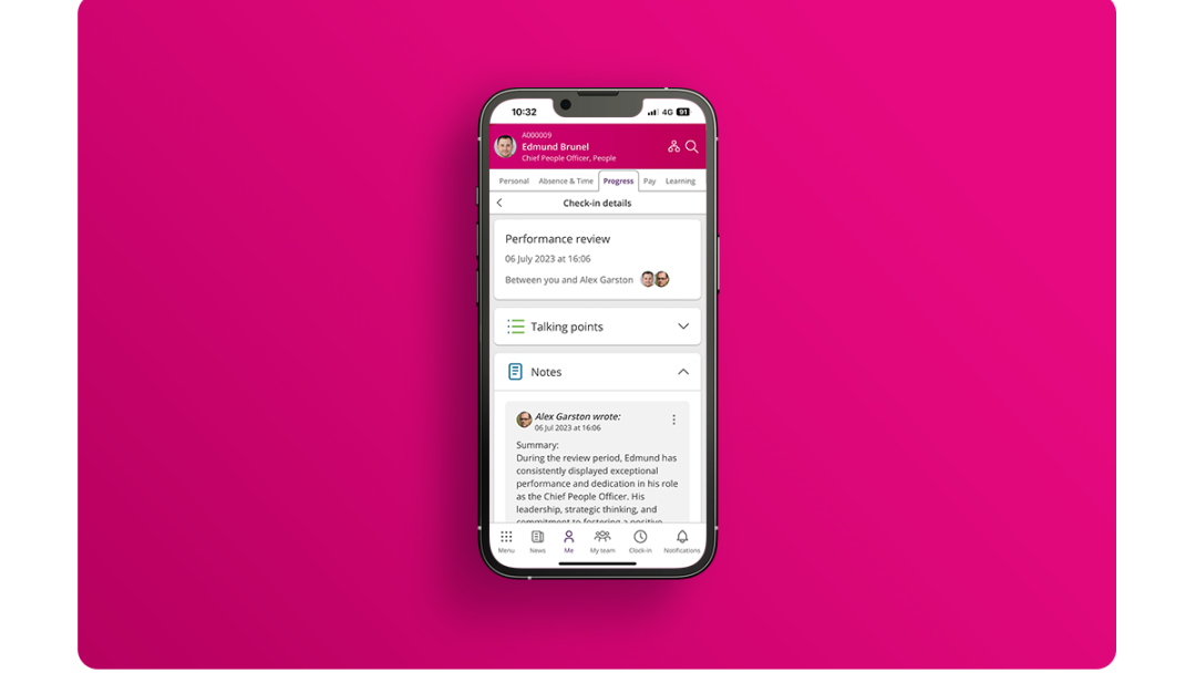 A mobile with MHR's People First HR software.