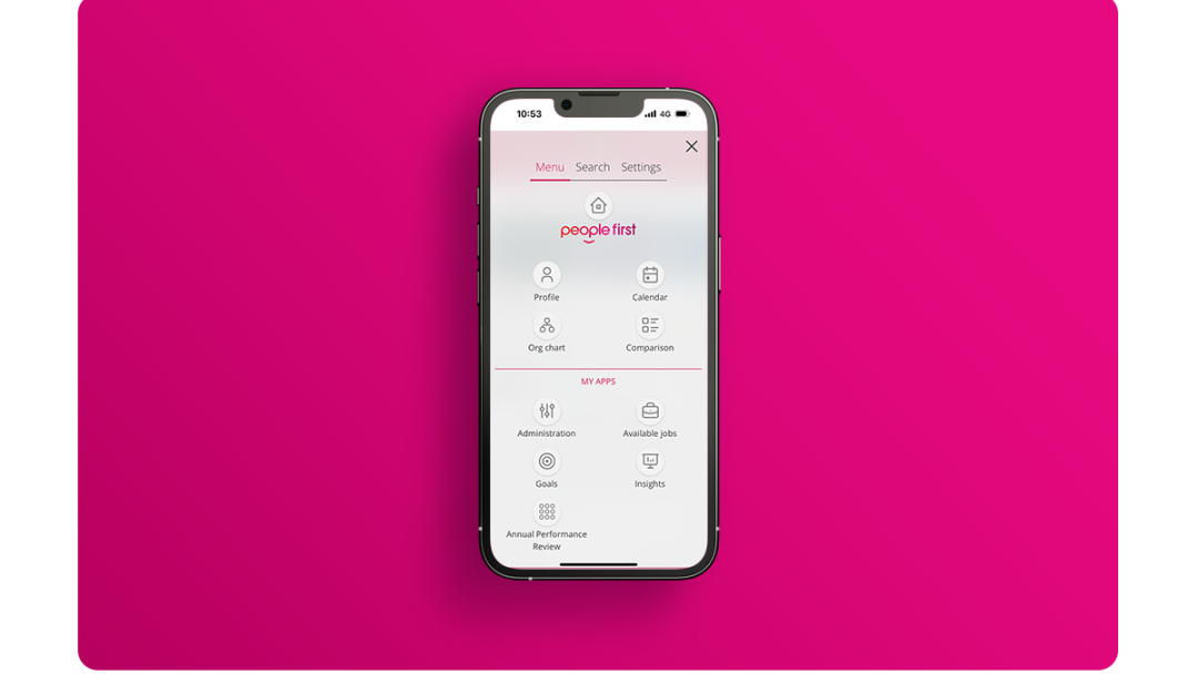 A mobile with people first navigation displaying.