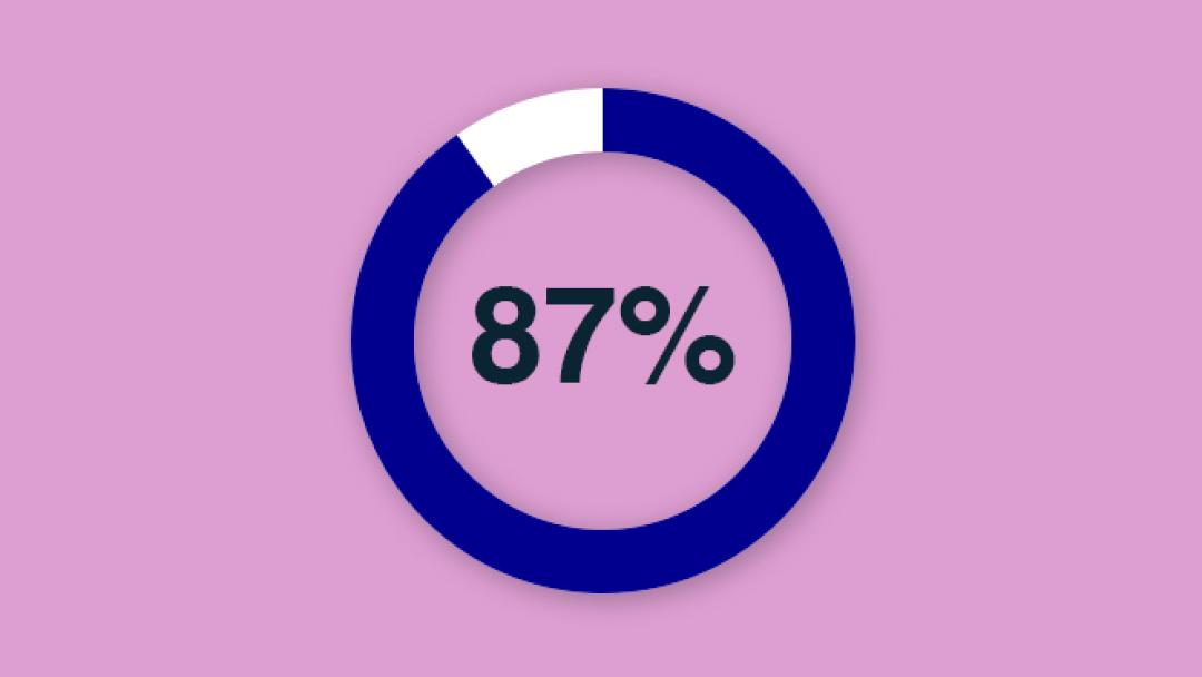 Circle with 87% written in the middle